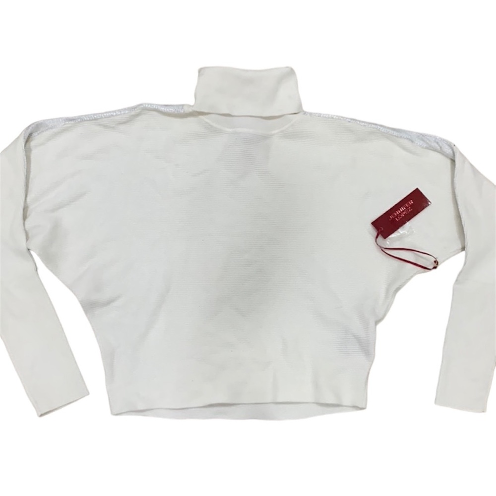 Jennifer Lopez White Ribbed Turtleneck Sweater NWT Size Small